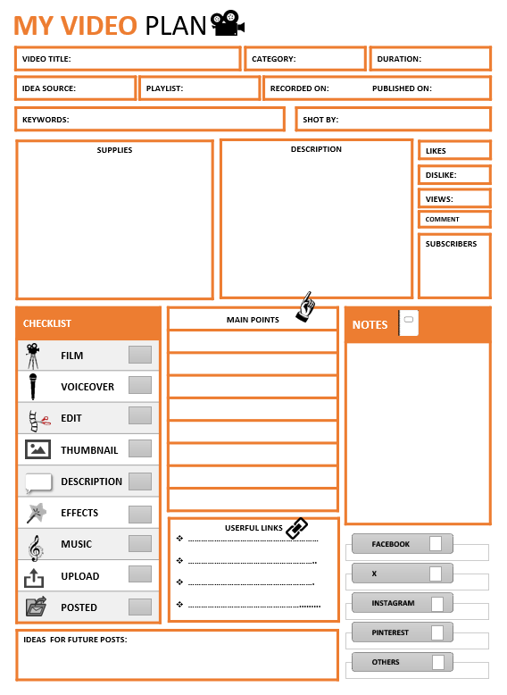 Printable YouTube Video Planner